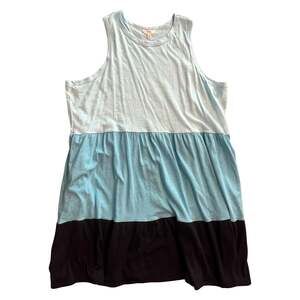 Terra & Sky Light Blue and Black Colorblock Sleeveless Dress